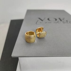 BRINCO ARGOLA CLICK CHAPISCADA BANHADO A OURO 18K