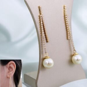 BRINCO PÉROLA CRAVEJADO MICRO ZIRCÔNIA BANHADO A OURO 18K