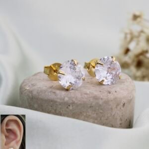 BRINCO PONTO DE LUZ ZIRCÔNIA BANHADO A OURO 18K