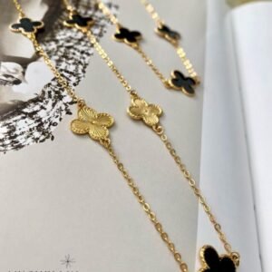 COLAR ALONGADO TREVO BANHADO A OURO 18K