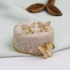 CONJUNTO BORBOLETA BANHADO A OURO 18K